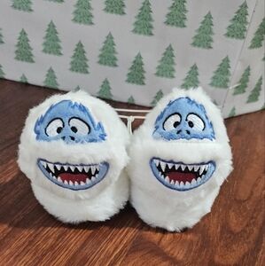 Snowman Slippers Baby Toddler Kid Shows Christmas White Faux Fur Slides